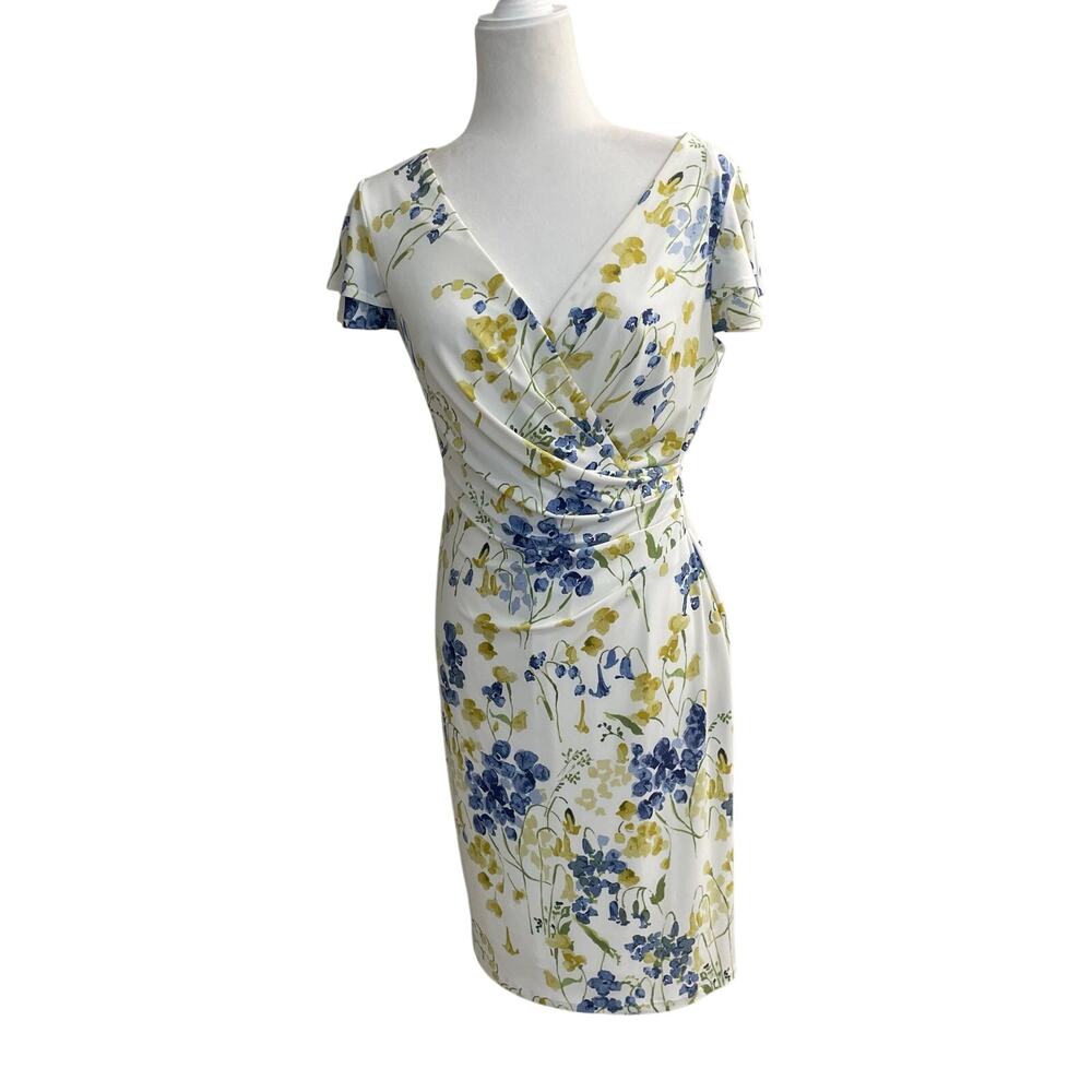 Lauren Ralph Lauren Floral Cottagecore Faux Wrap Sheath Dress – Size 8P